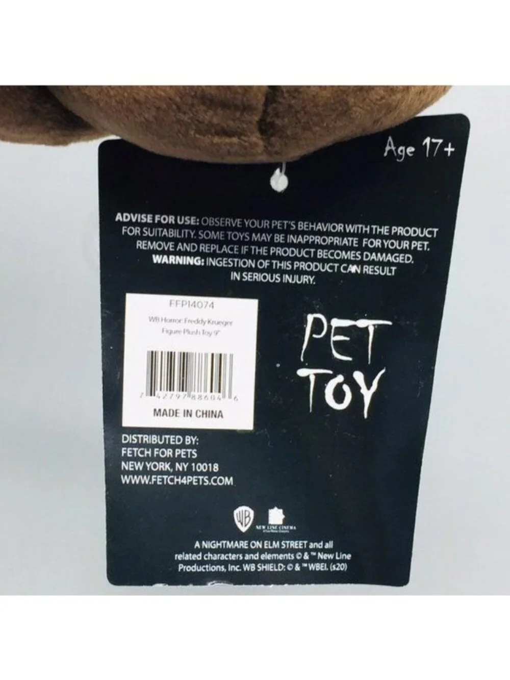 A Nightmare on Elm Street Freddy Krueger Plush Dog Toy Squeaker